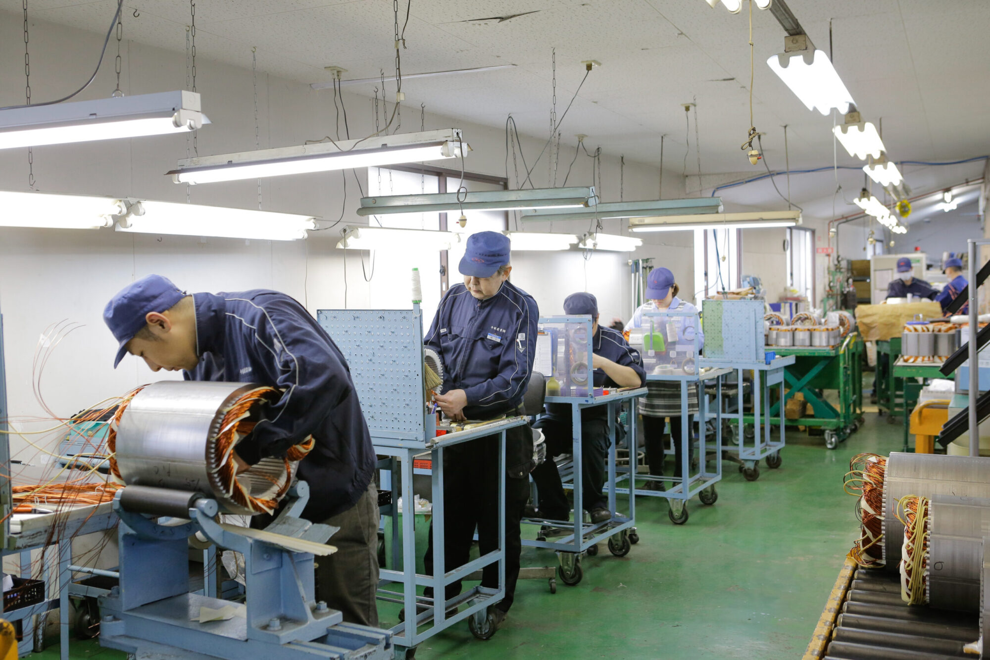>モータ製造作業（組立・試験・塗装・出荷梱包）							